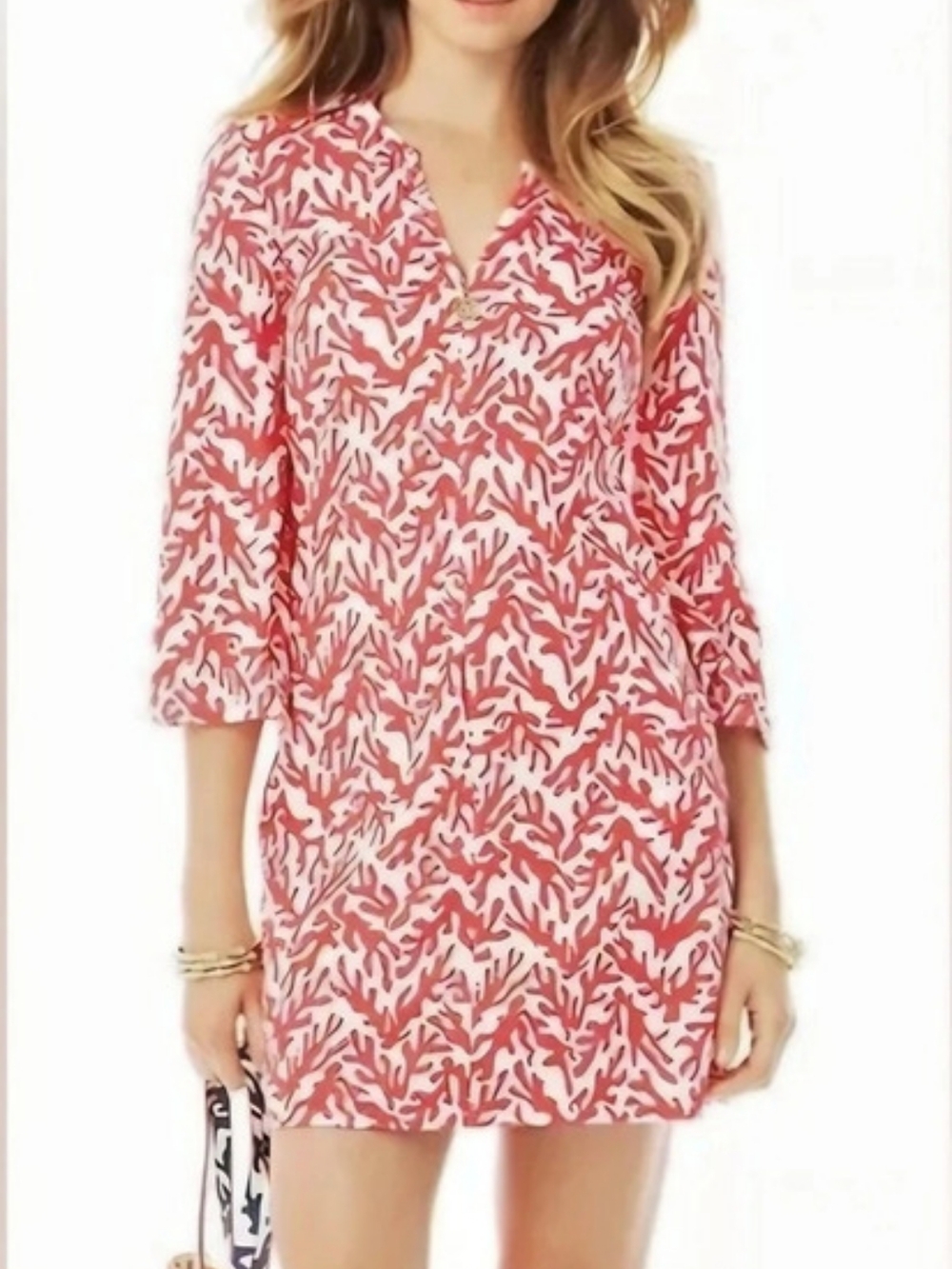 Lilly Pulitzer Terry Cloth Swim Coverup Pink And White Coral Print XS
